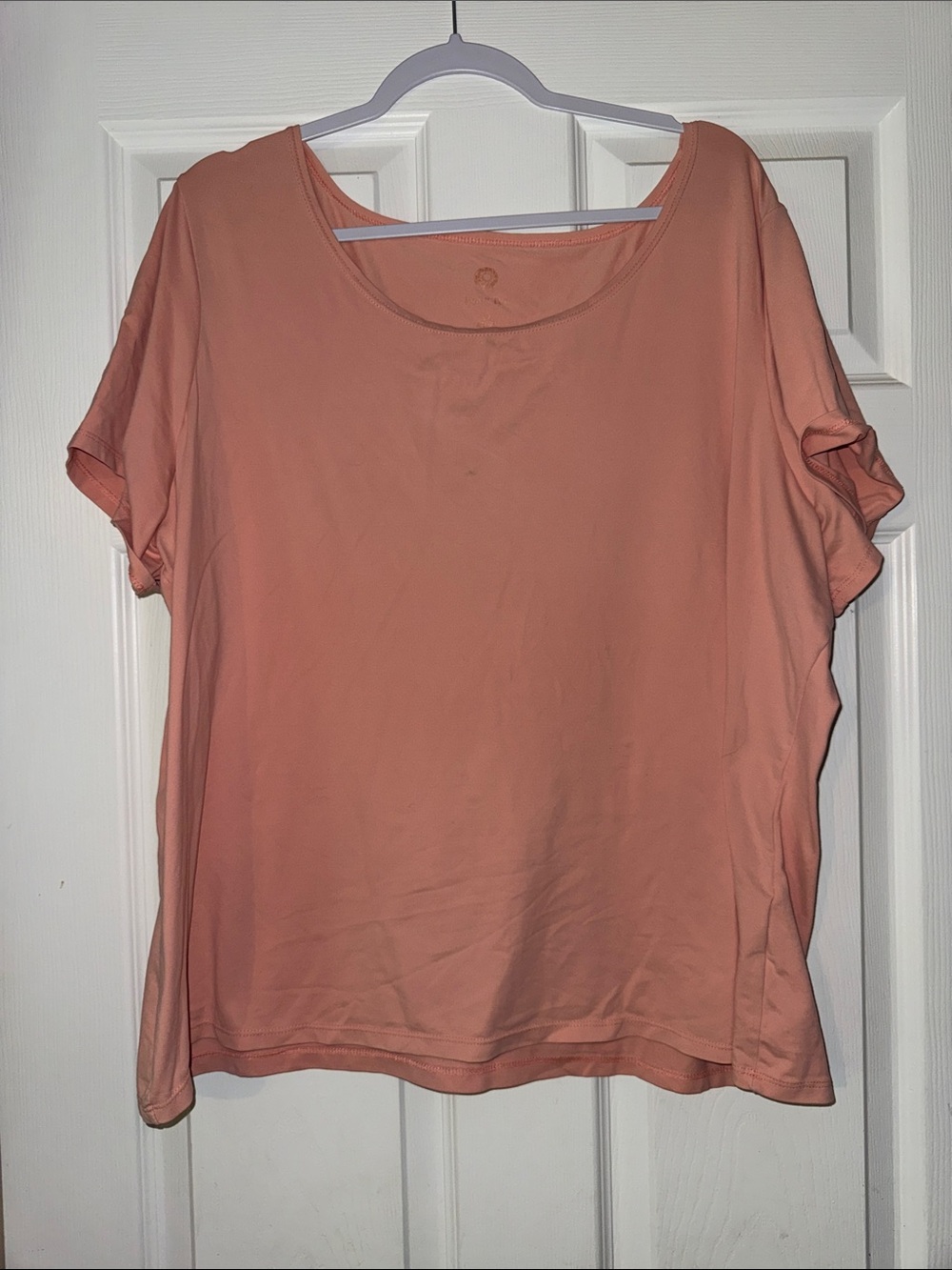 Ruby Rd. Short Sleeve Scoop Neck Top - Peachy Coral